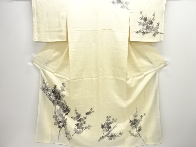 JAPANESE KIMONO / HOMONGI / HAND PAINTED / MAPLE LEAVES
